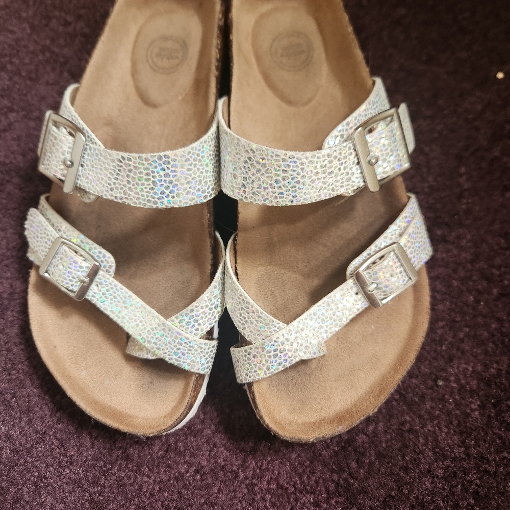 Holographic Double Strap Sandals